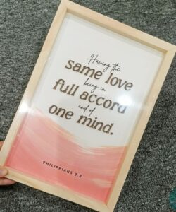 Tranh Gỗ Câu Gốc Tiếng Anh Faithwork (Philippians 2:2)